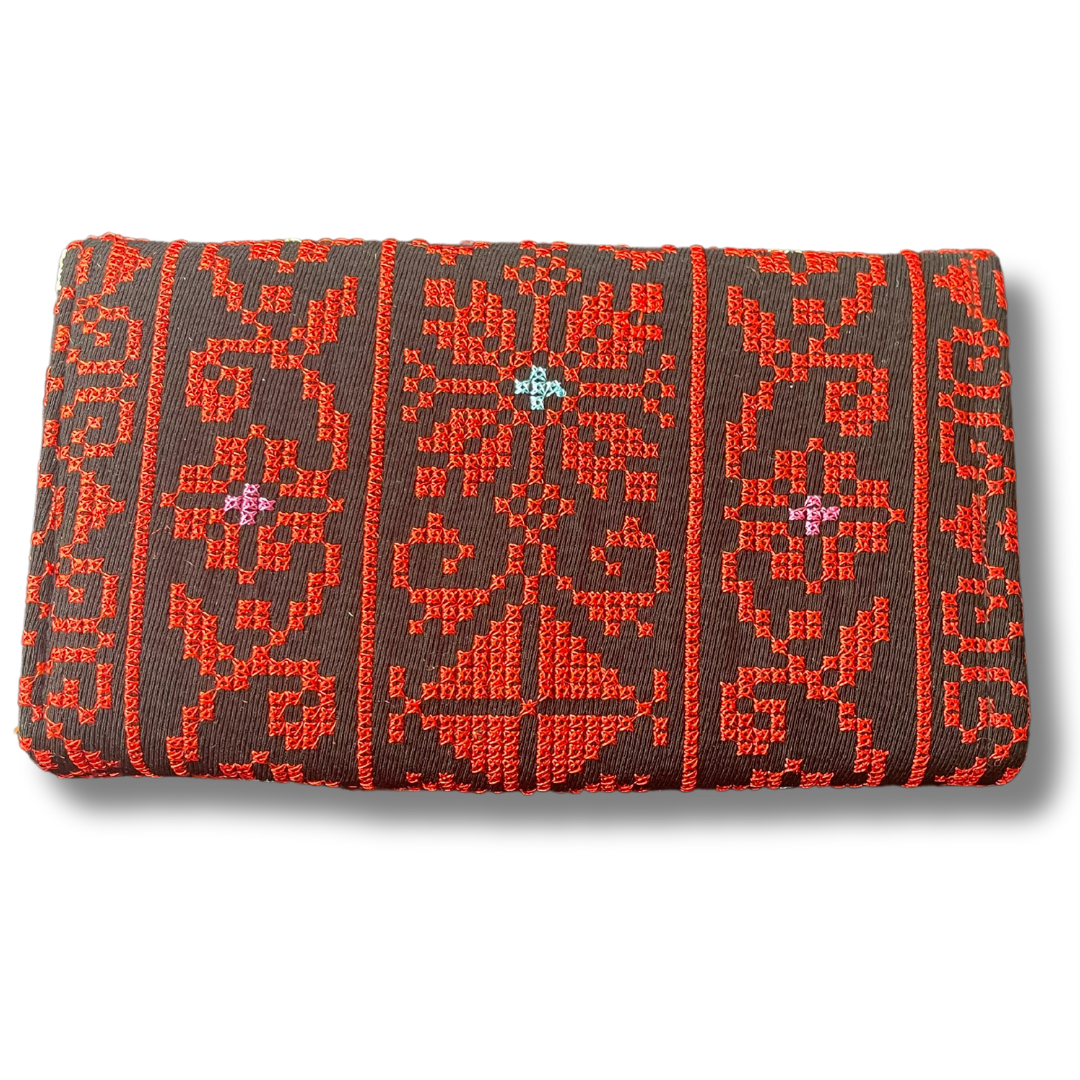 Stylish 2 Zipper Large Embroidered Wallet - Elegant & Functional Design