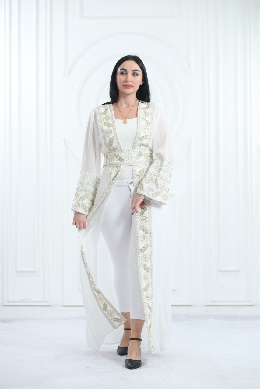 A Bisht Mad Of Chiffon Fabric Embroidered With Luxurious Reed  Golden Threads