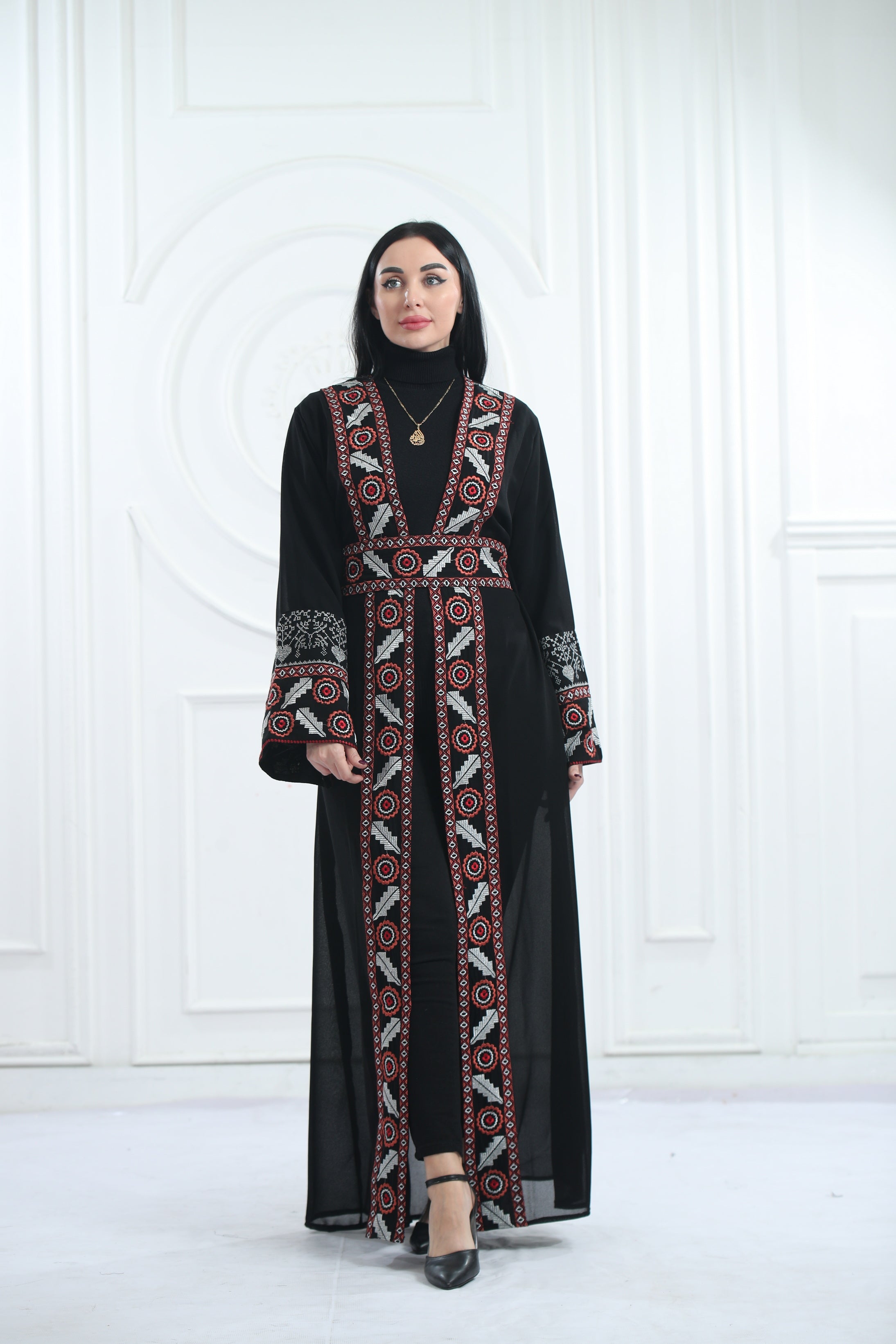 A Bisht Mad Of Chiffon Fabric Embroidered With Luxurious Reed  Golden Threads