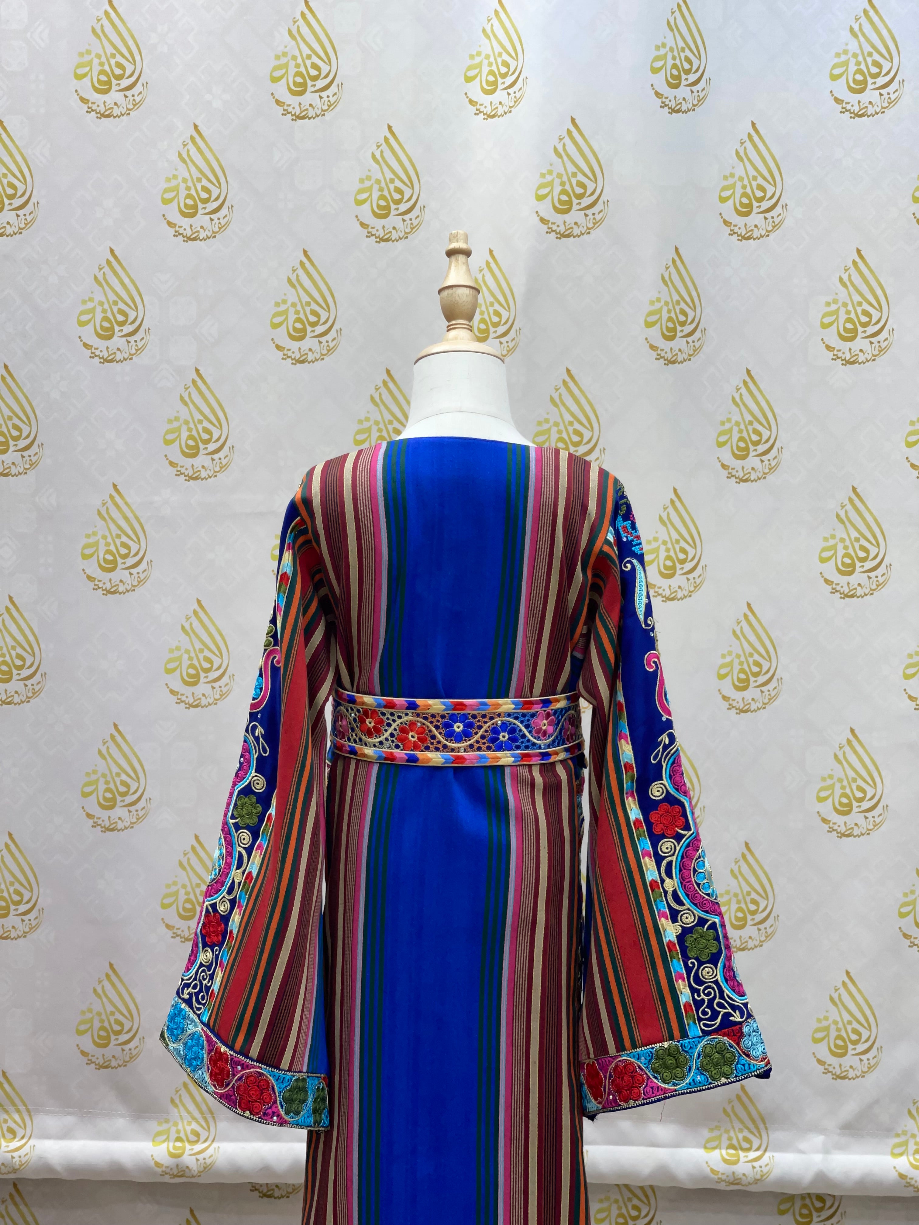 Kids Royal Blue Majdalwi Embroidered Thoub - Traditional Elegance for Formal Occasions