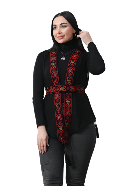 Expressive Elegance: Vibrant Embroidered Chiffon Vest