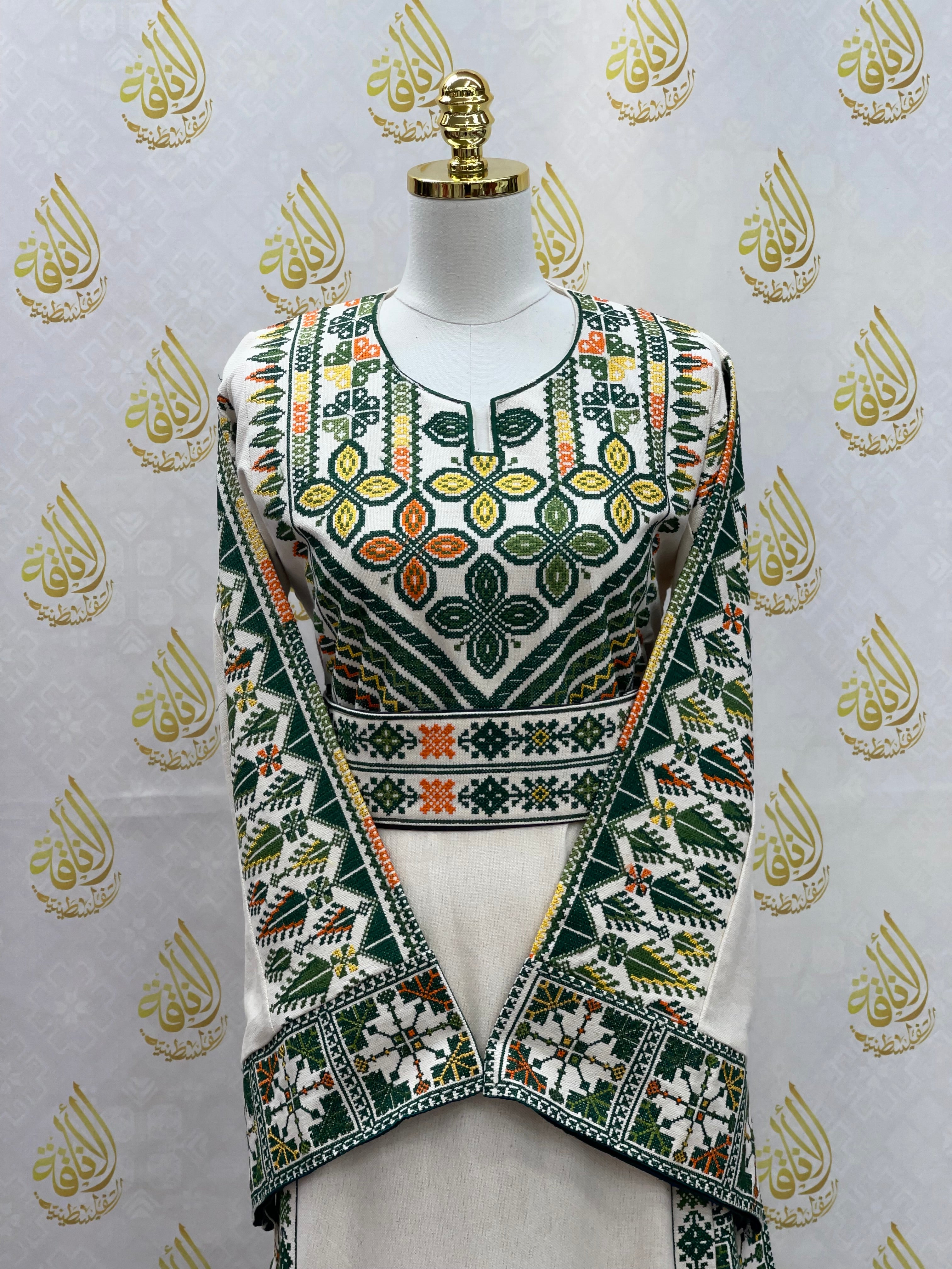 Green Embroidery Etamin