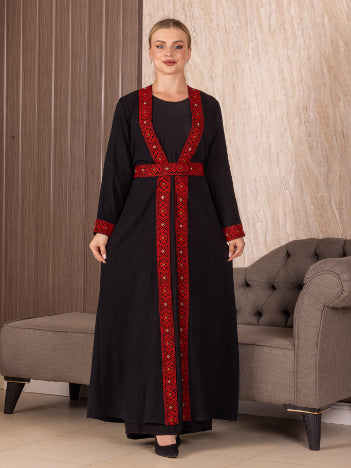 Embroidery Black-Red Cardigan: Timeless Elegance and Versatility