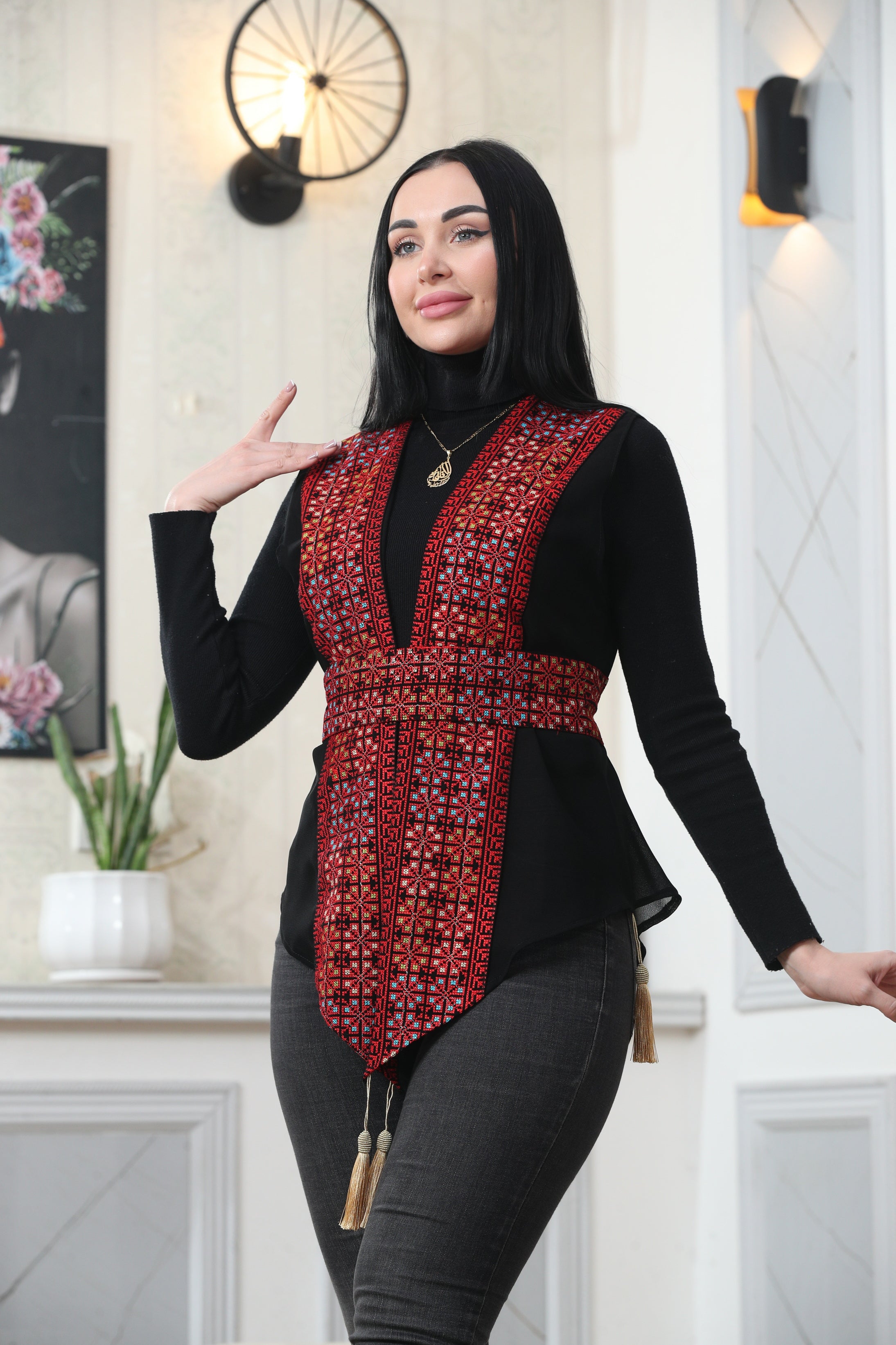 Chiffon Colorful Embroidered Vest - Vibrant & Stylish Layer