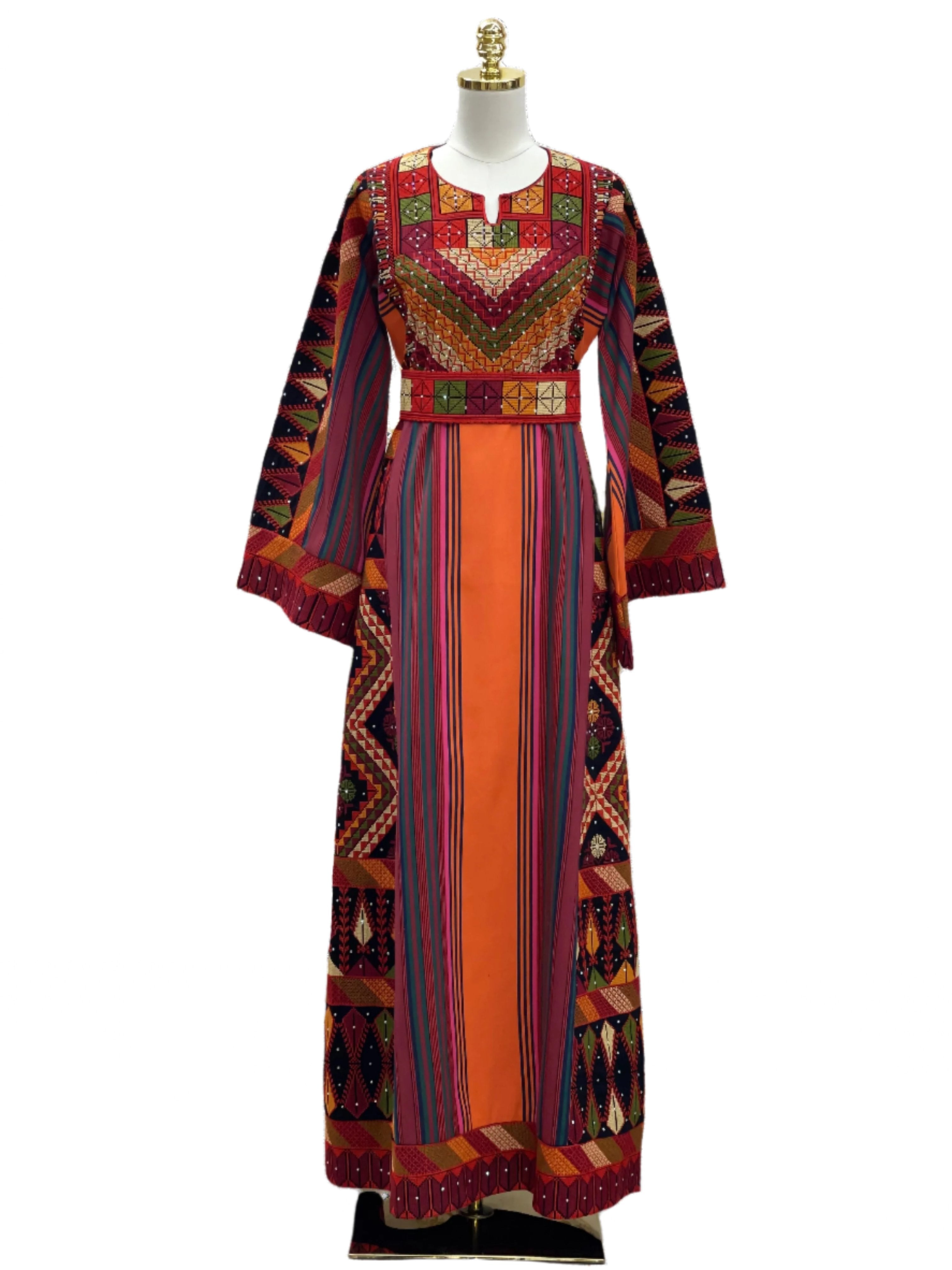 Cypress Embroidered Majdalwi Thoub - Luxurious Mom & Daughter Matching Set