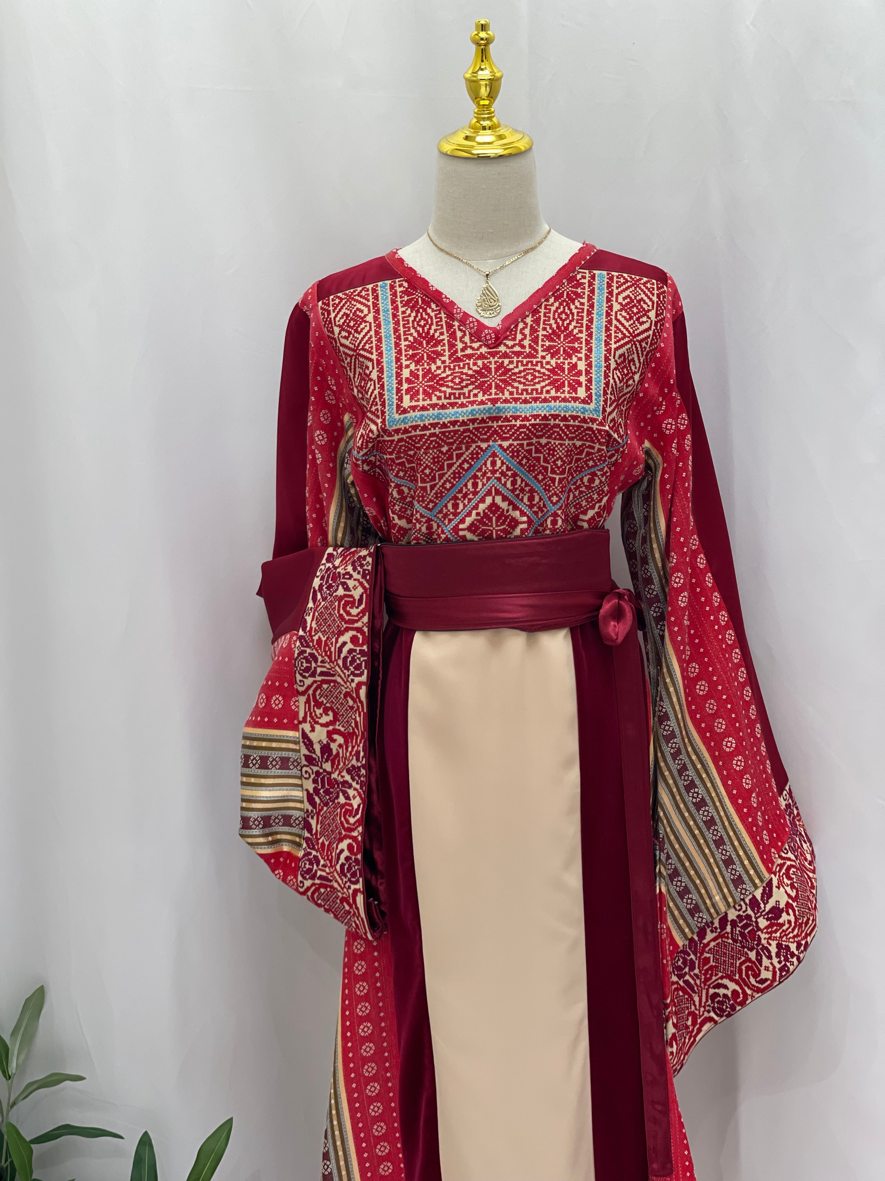 Luxurious Thoub with Saya, Velvet, Safa, and Satin Fabrics