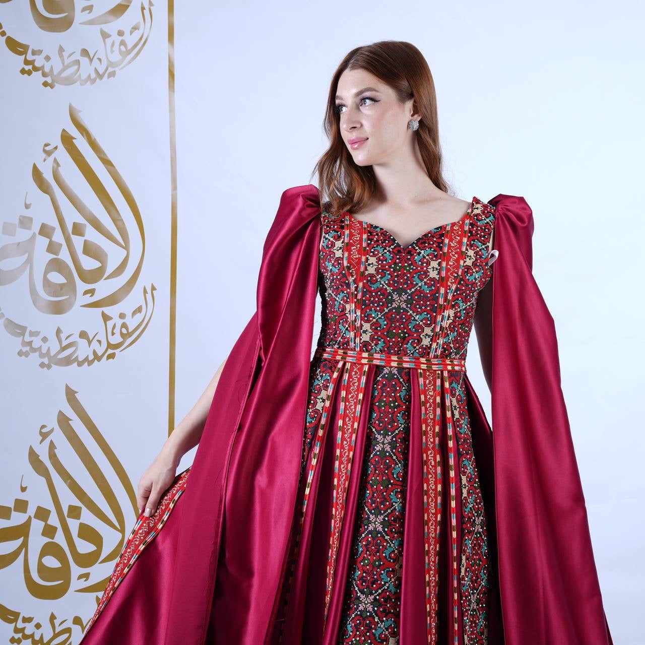 Intricate Tatreez Embroidery Ball Gown: Elegance and Cultural Heritage