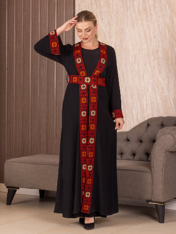 Embroidery Black-Red Cardigan: Timeless Elegance and Versatility