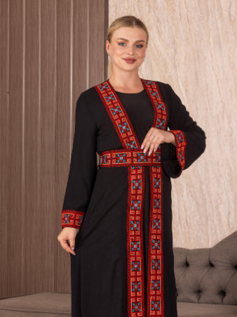 Embroidery Black-Red Cardigan: Timeless Elegance and Versatility