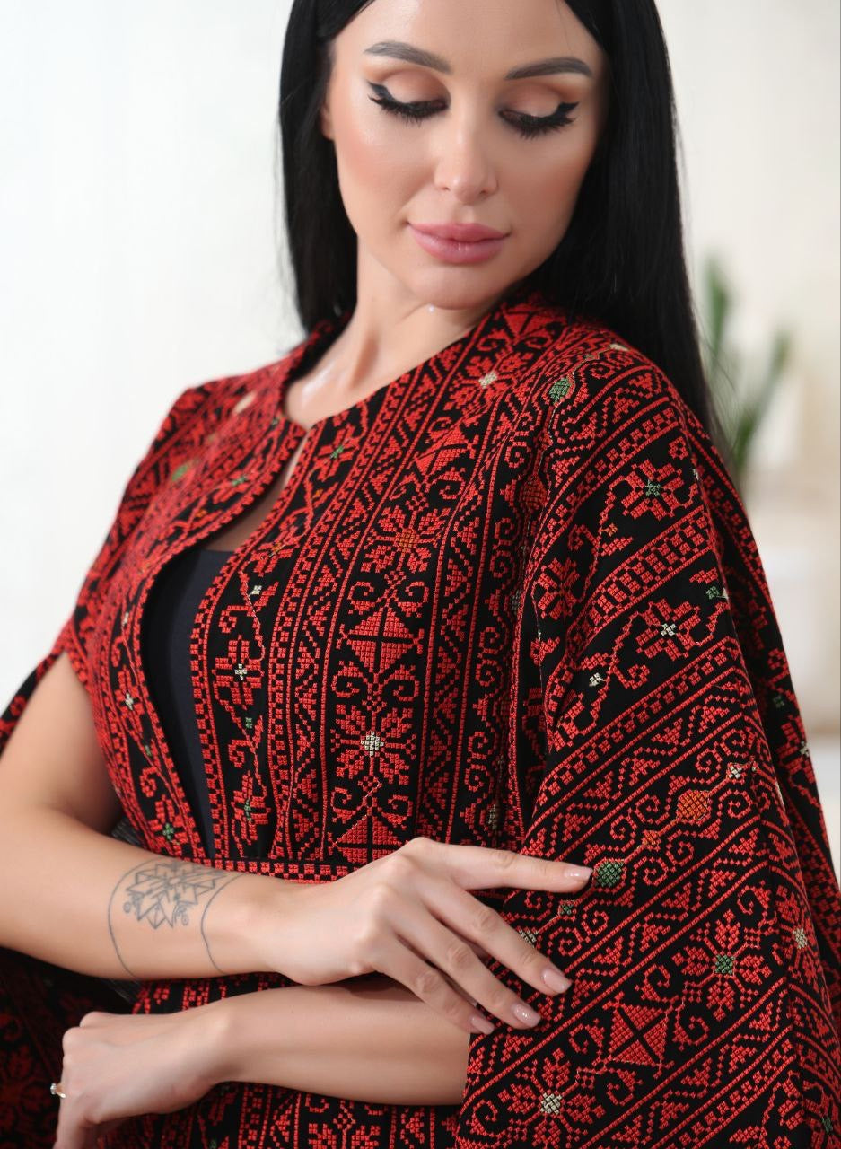 Elegant Heritage Embroidered Cape - Timeless Style & Comfort