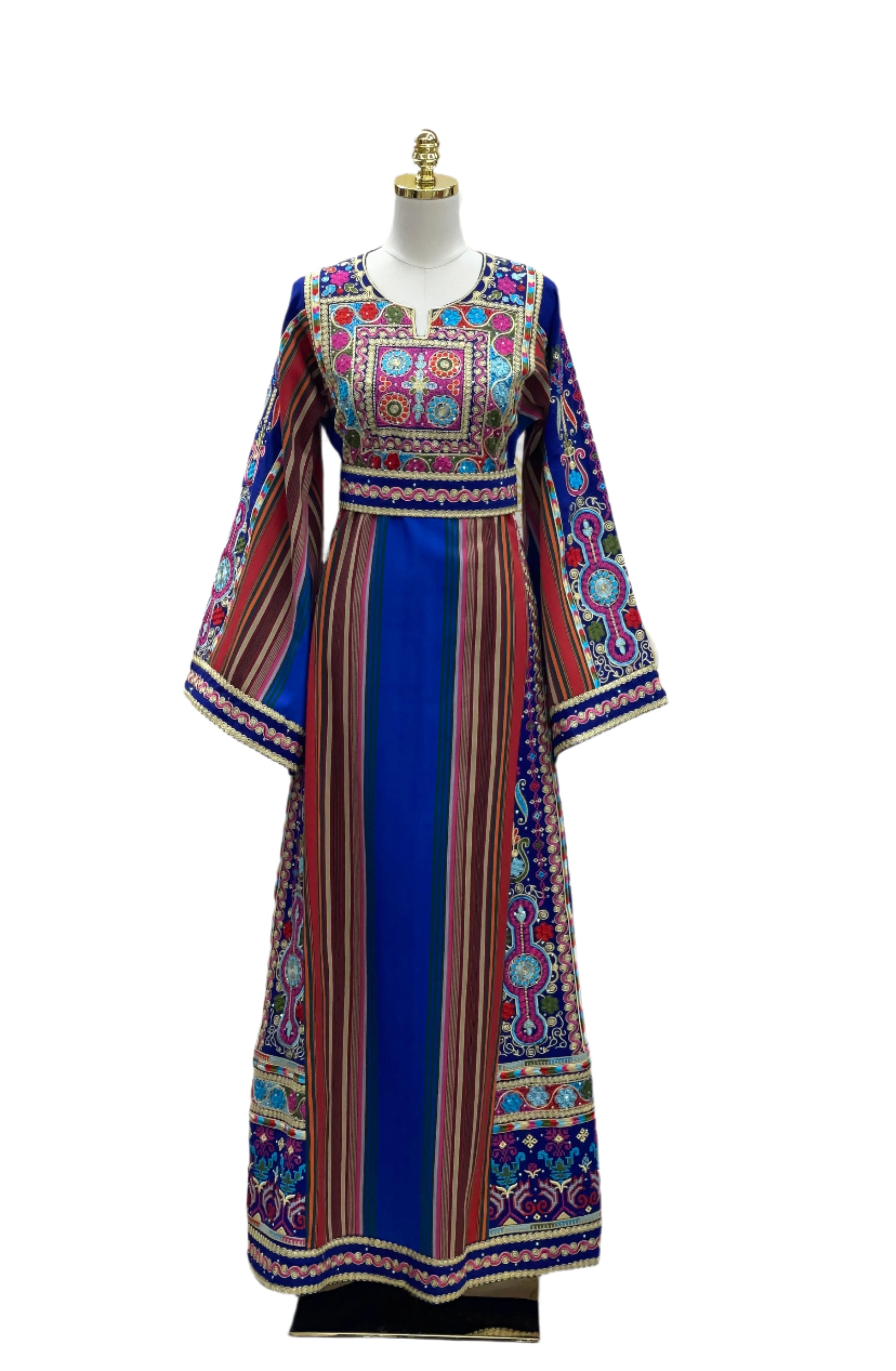 Royal Blue Majdalwi Embroidered Thoub - Elegant Middle Eastern Attire