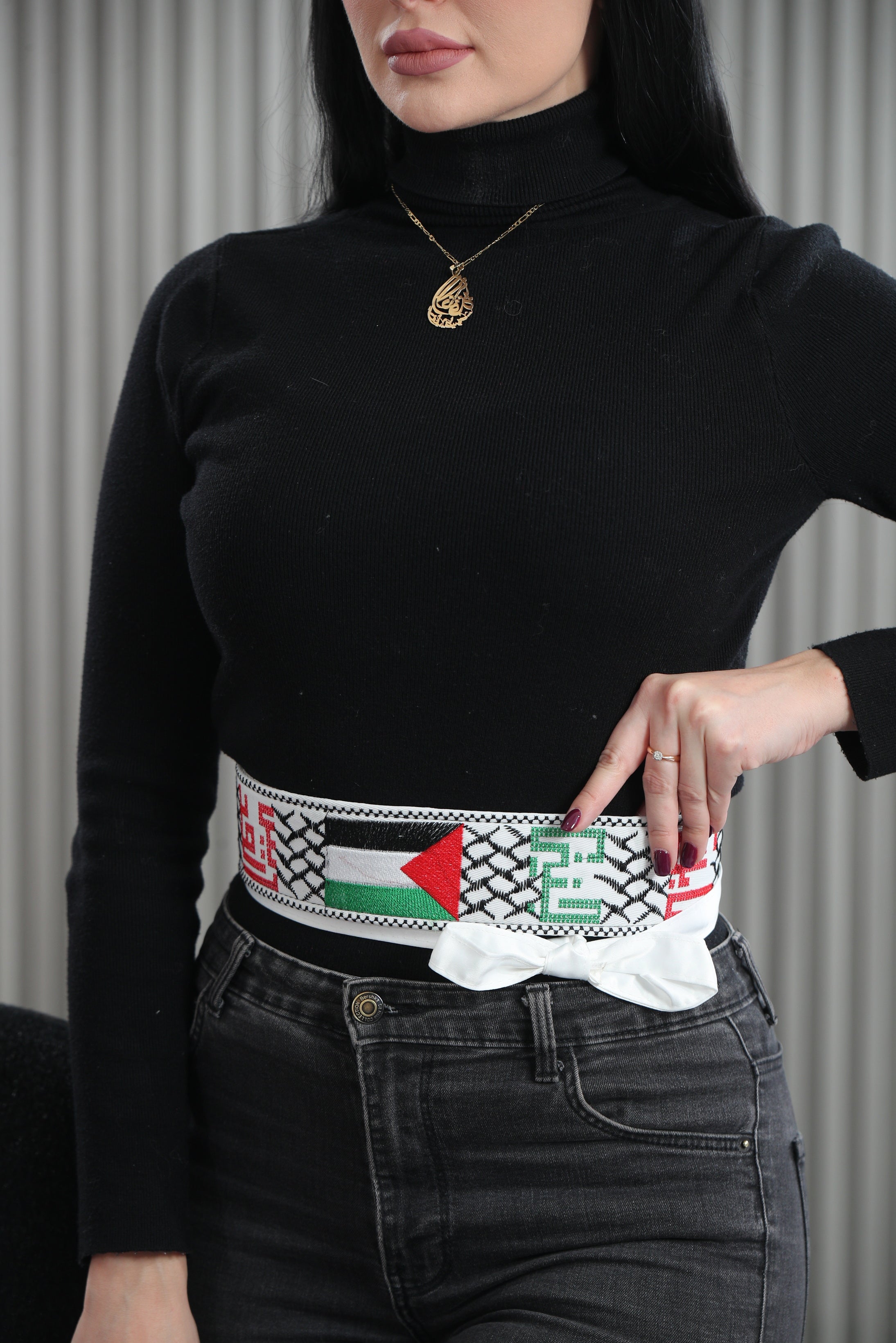 Palestine Cities & Flag Embroidered Belt