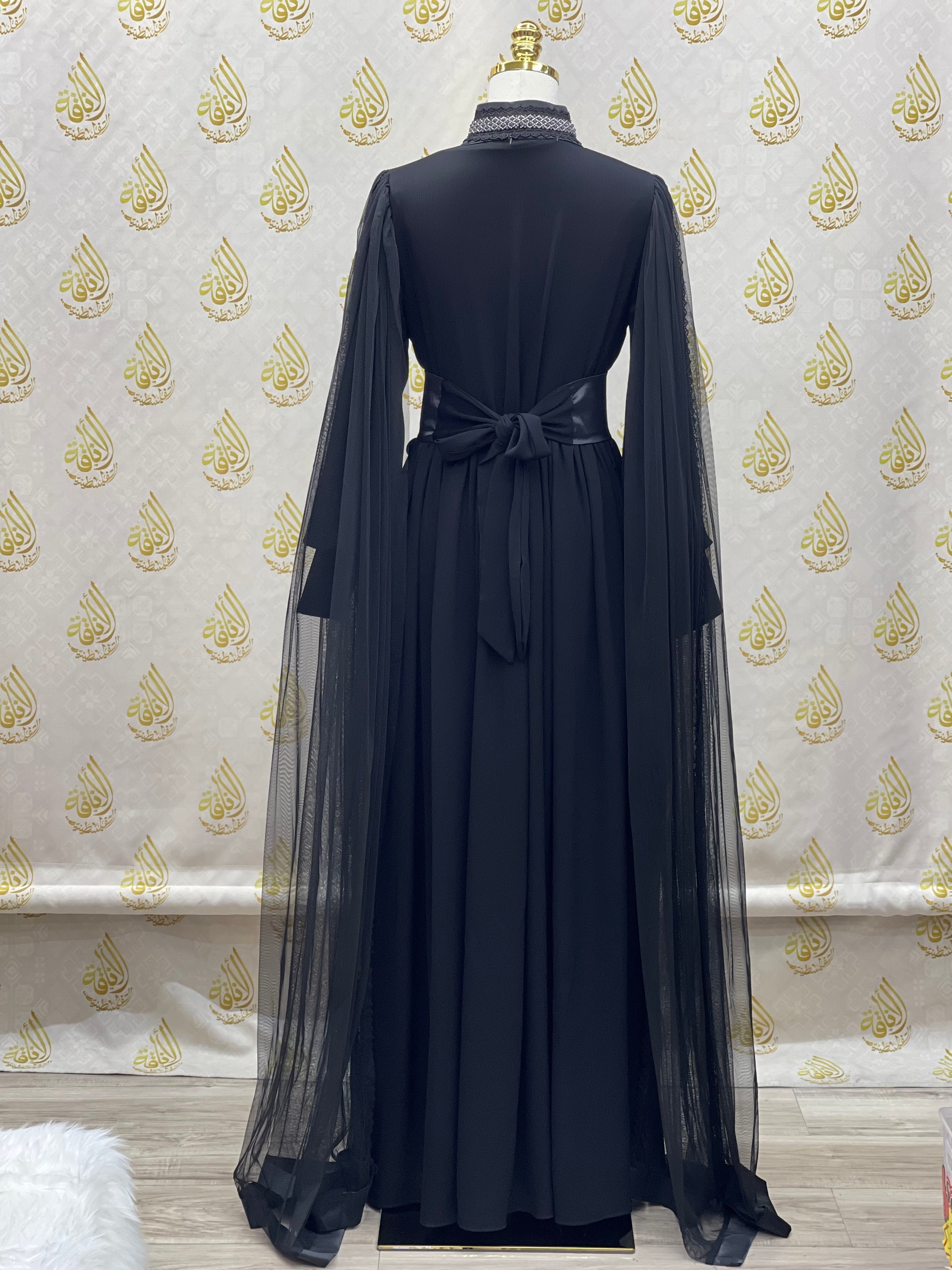 Cloak Sleeves Formal Dress with beads & Pearls