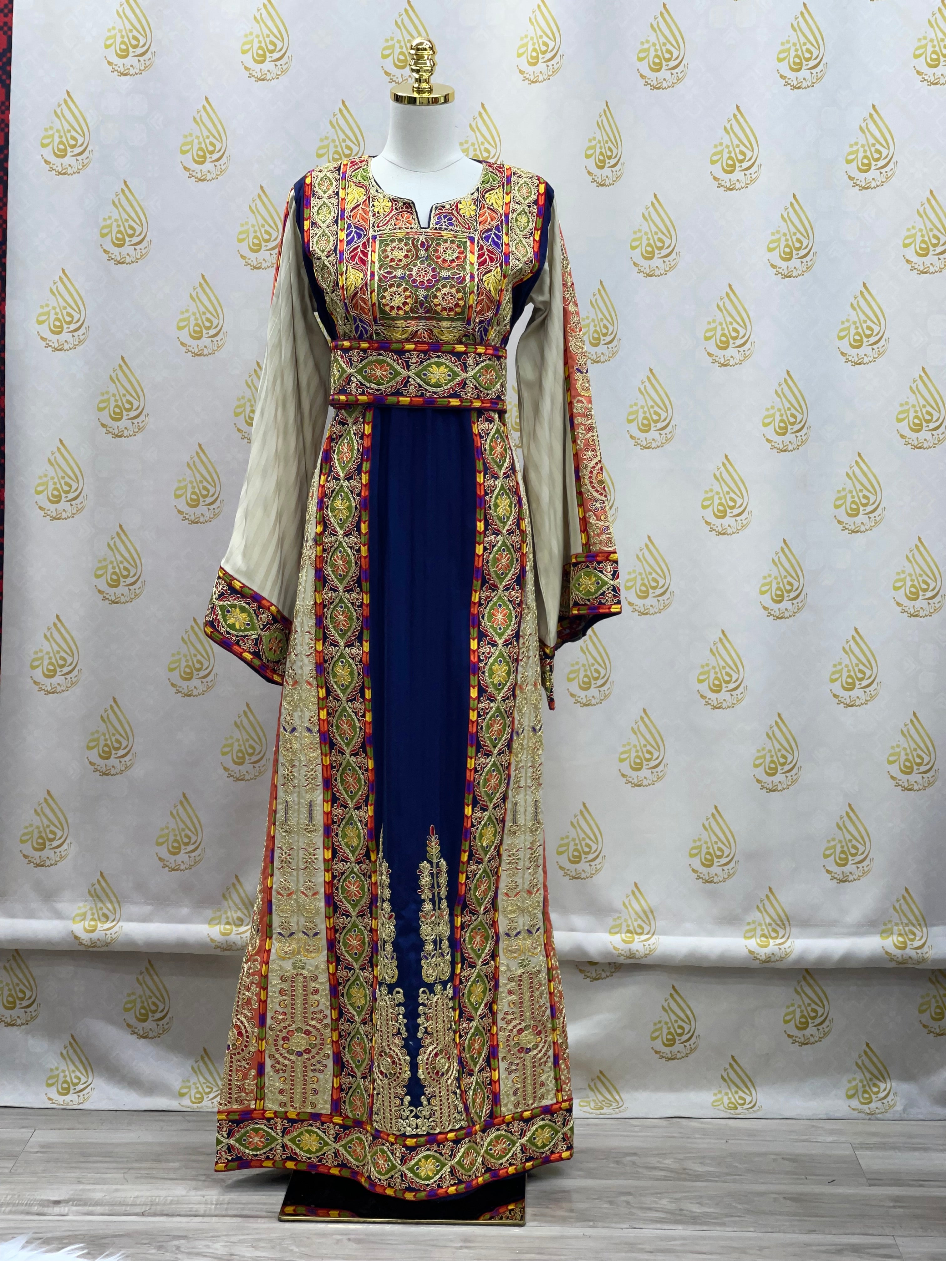 Embroidery Striped Malka Qasab Thoub