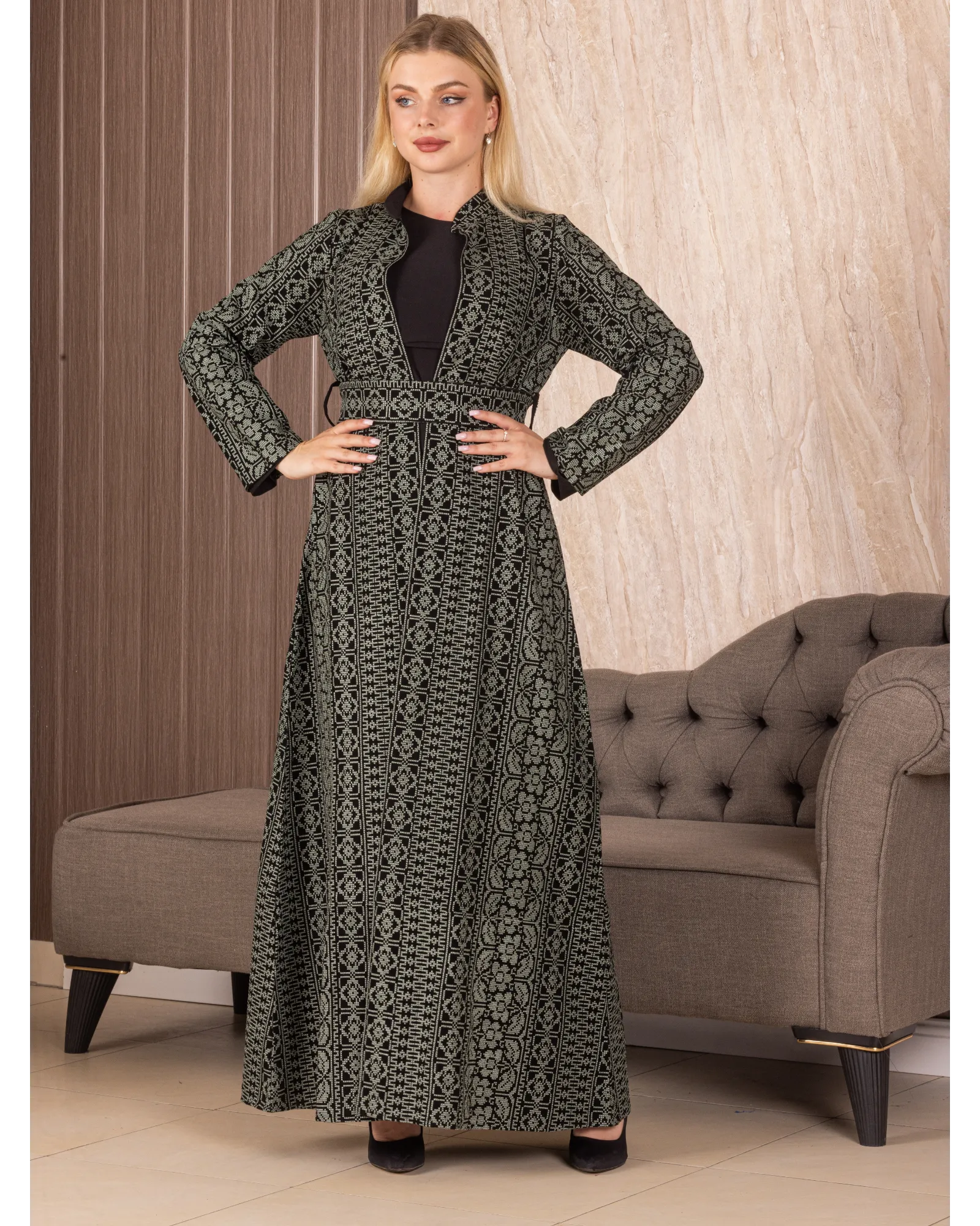 Long Embroidered Cardigan: Elegance and Versatility Palestinian Elegance