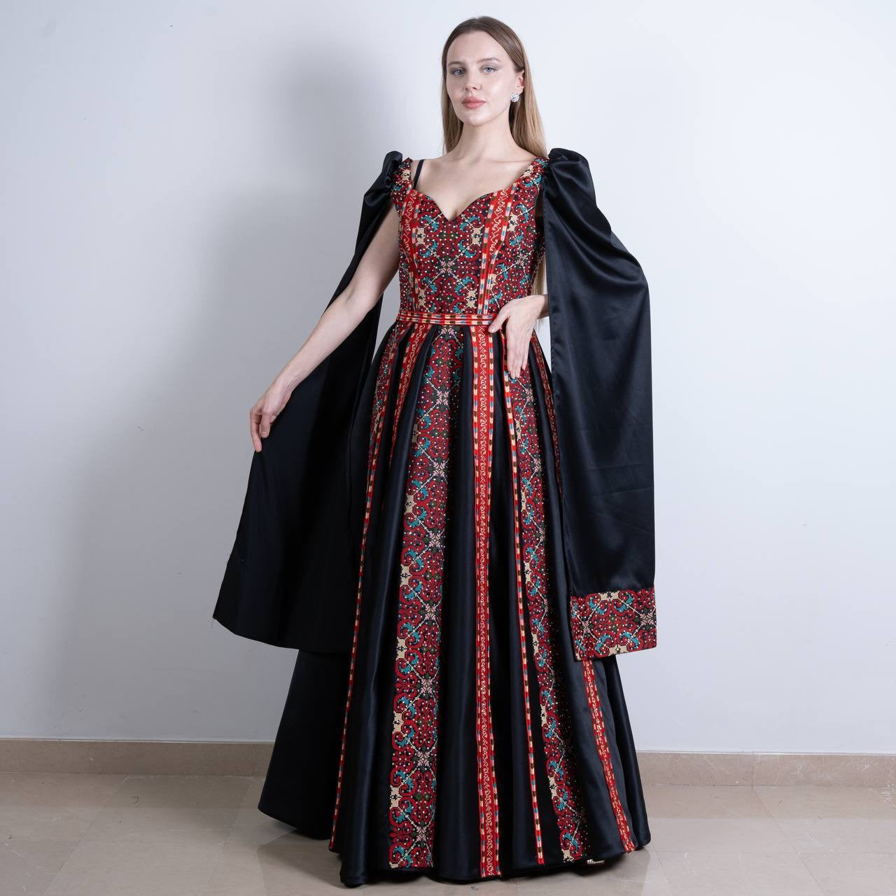 Intricate Tatreez Embroidery Ball Gown: Elegance and Cultural Heritage