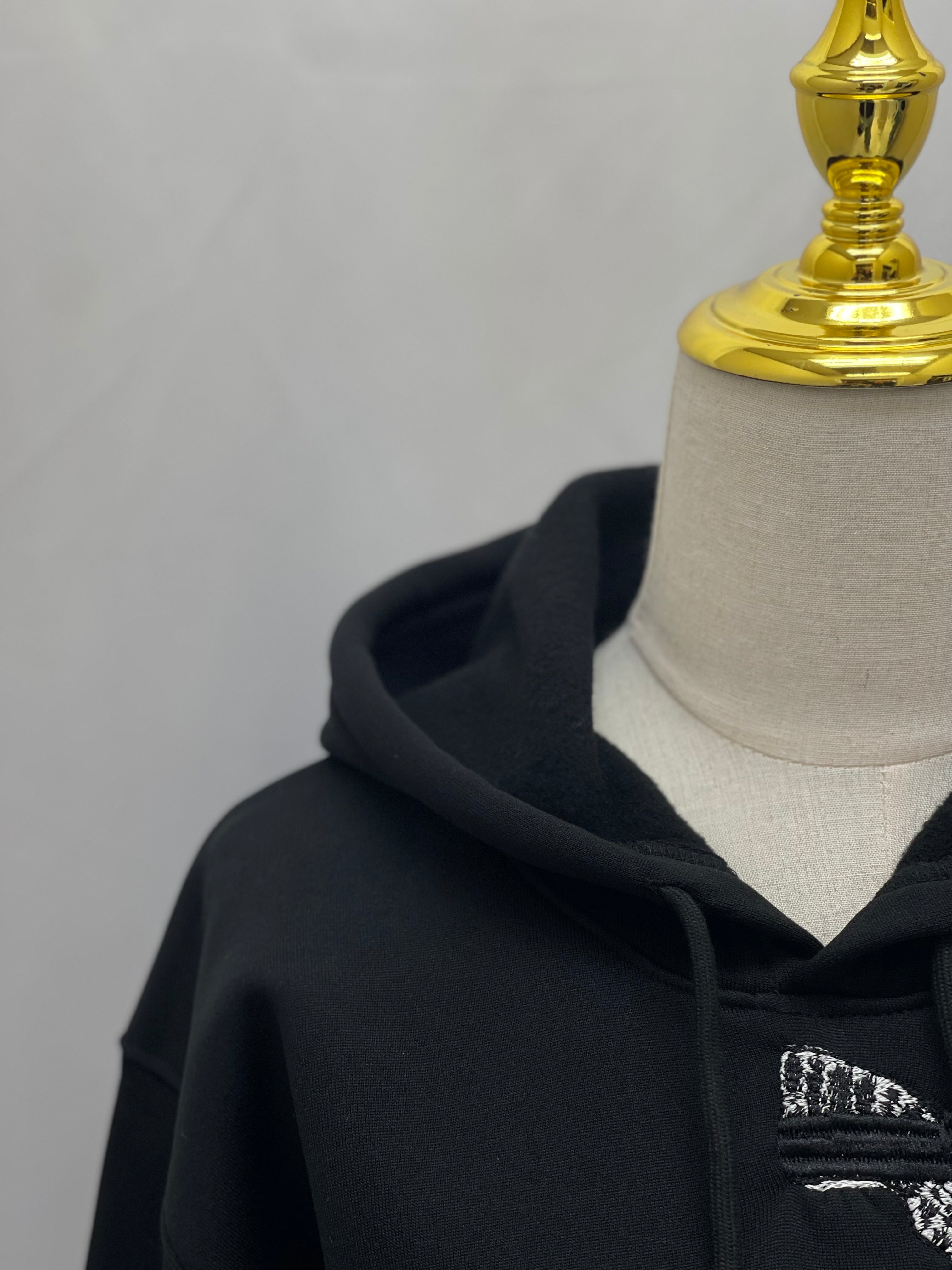 Left Side Kuffia Black Hoodie