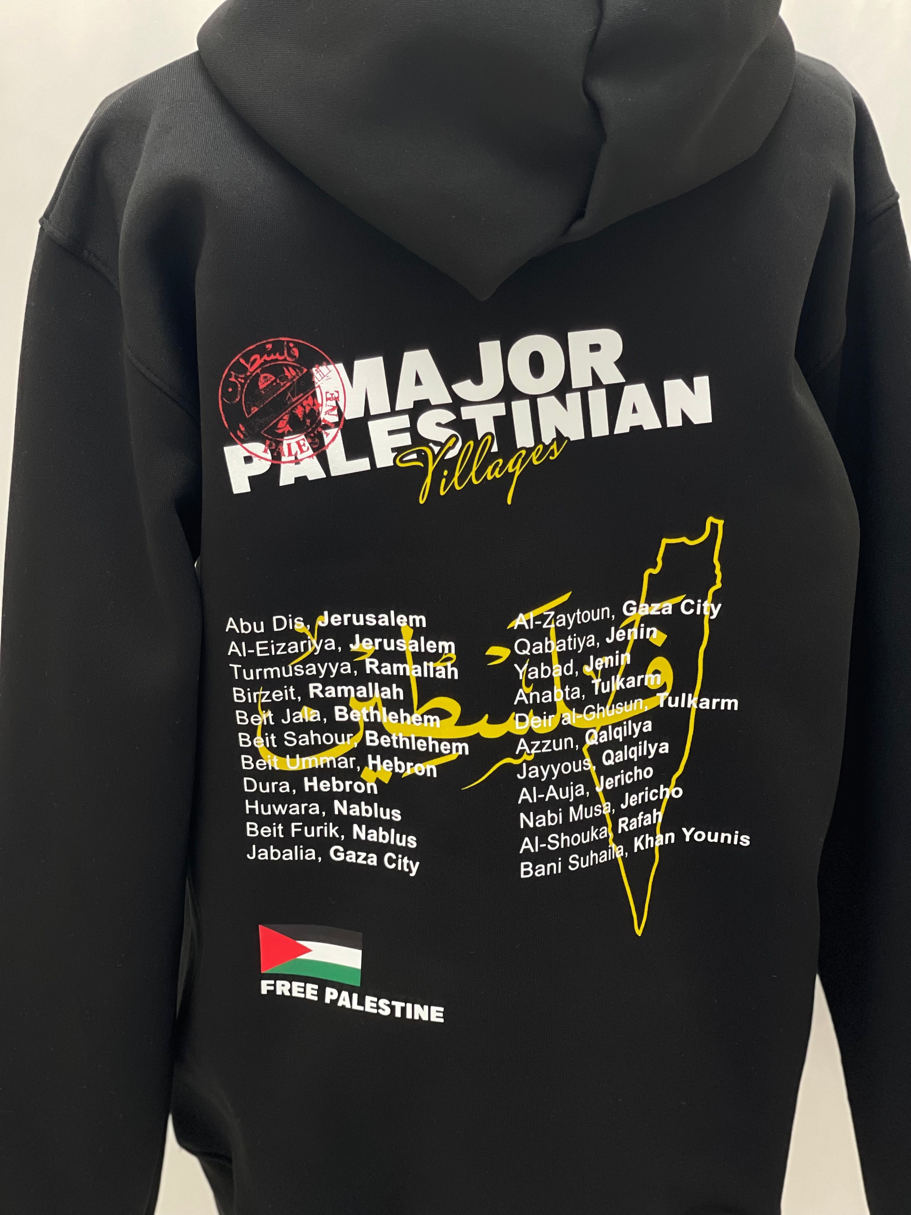 Major Palestinian Villages Black Hoodie: Wear Your Heritage with Pride