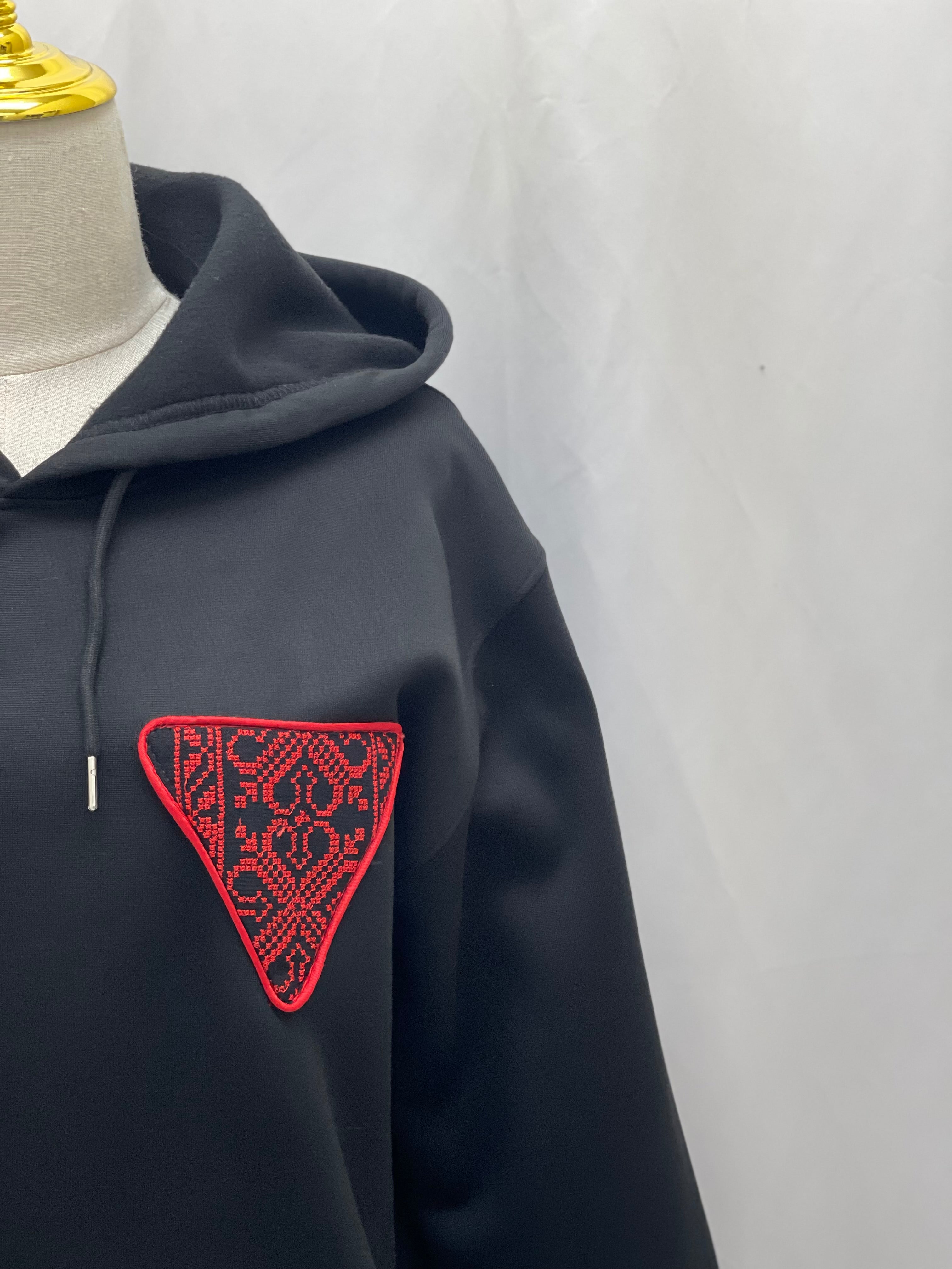 Black Hoodie with Triangle Tatreez Embroidery: A Blend of Tradition and Modern Style