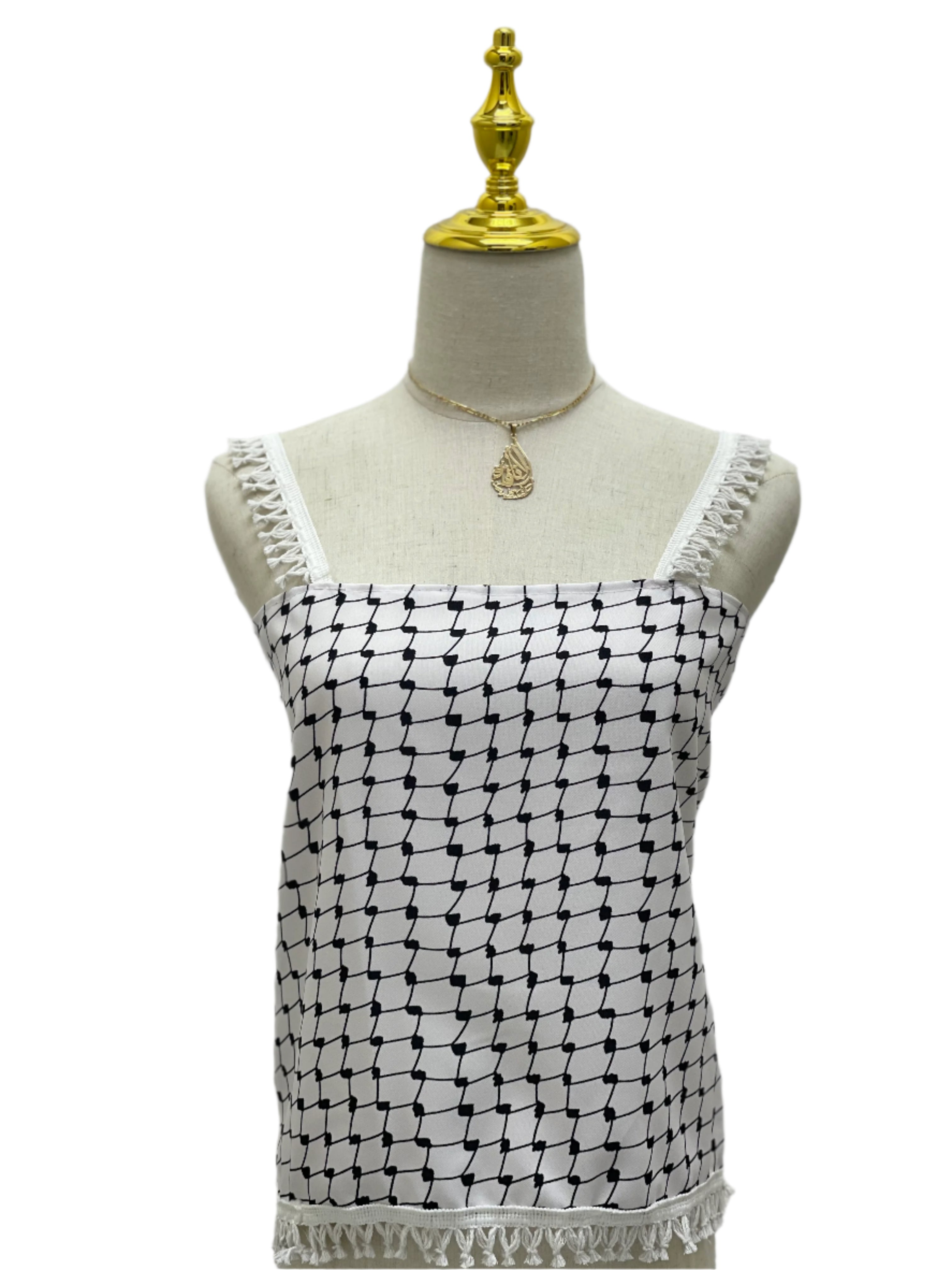 High-Quality White Kuffiyeh Smagh Cropped Top: Bold Tradition Meets Modern Style