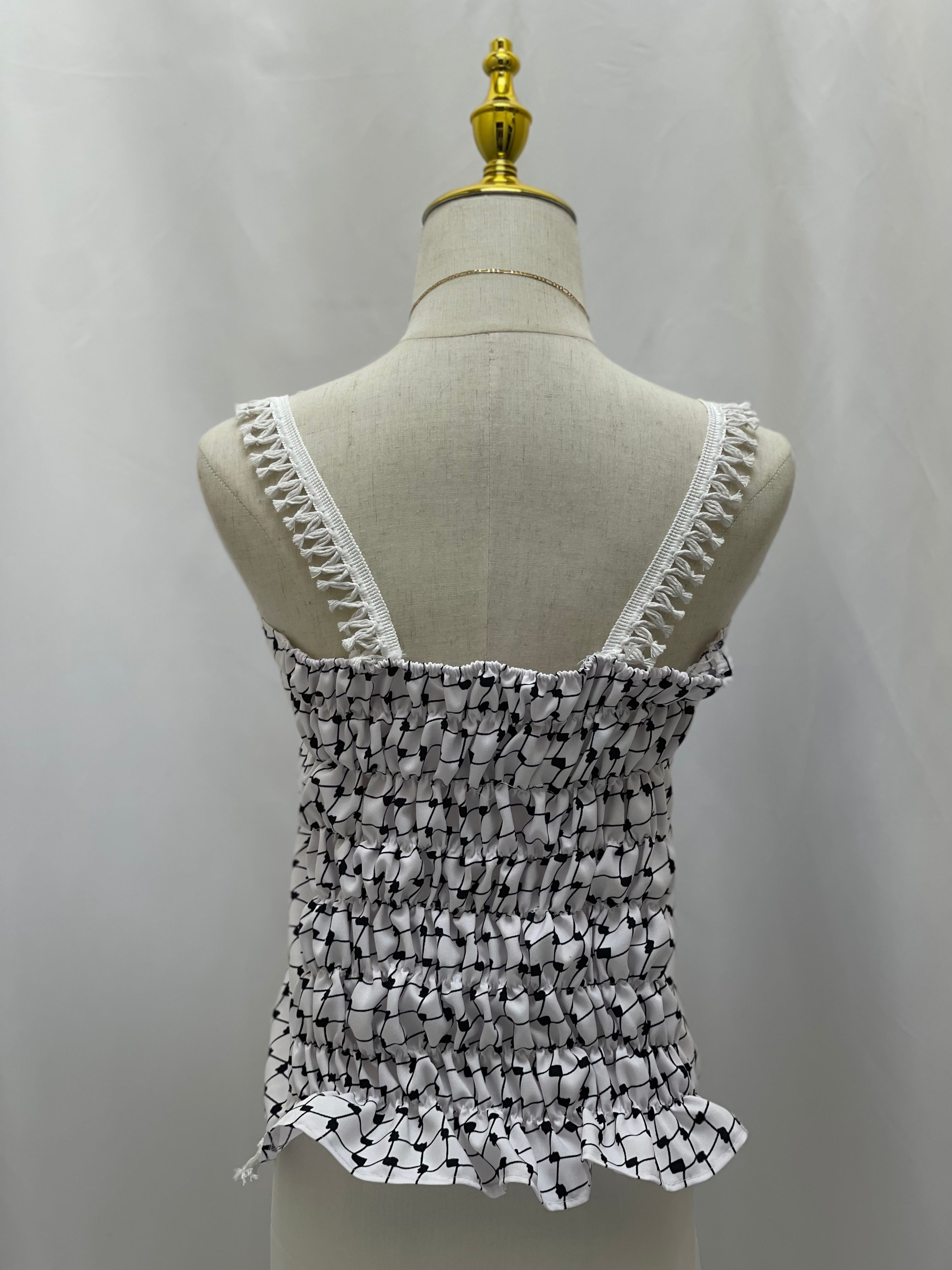 High-Quality White Kuffiyeh Smagh Cropped Top: Bold Tradition Meets Modern Style