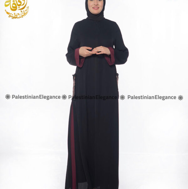 Abaya with embroidery designed pockets