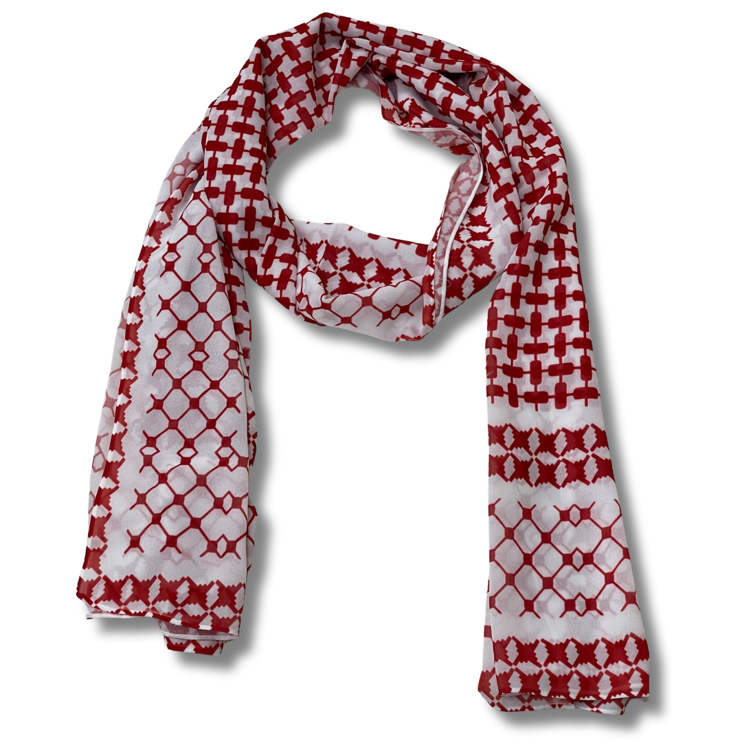 High-Quality Red Kuffiyeh Hijab