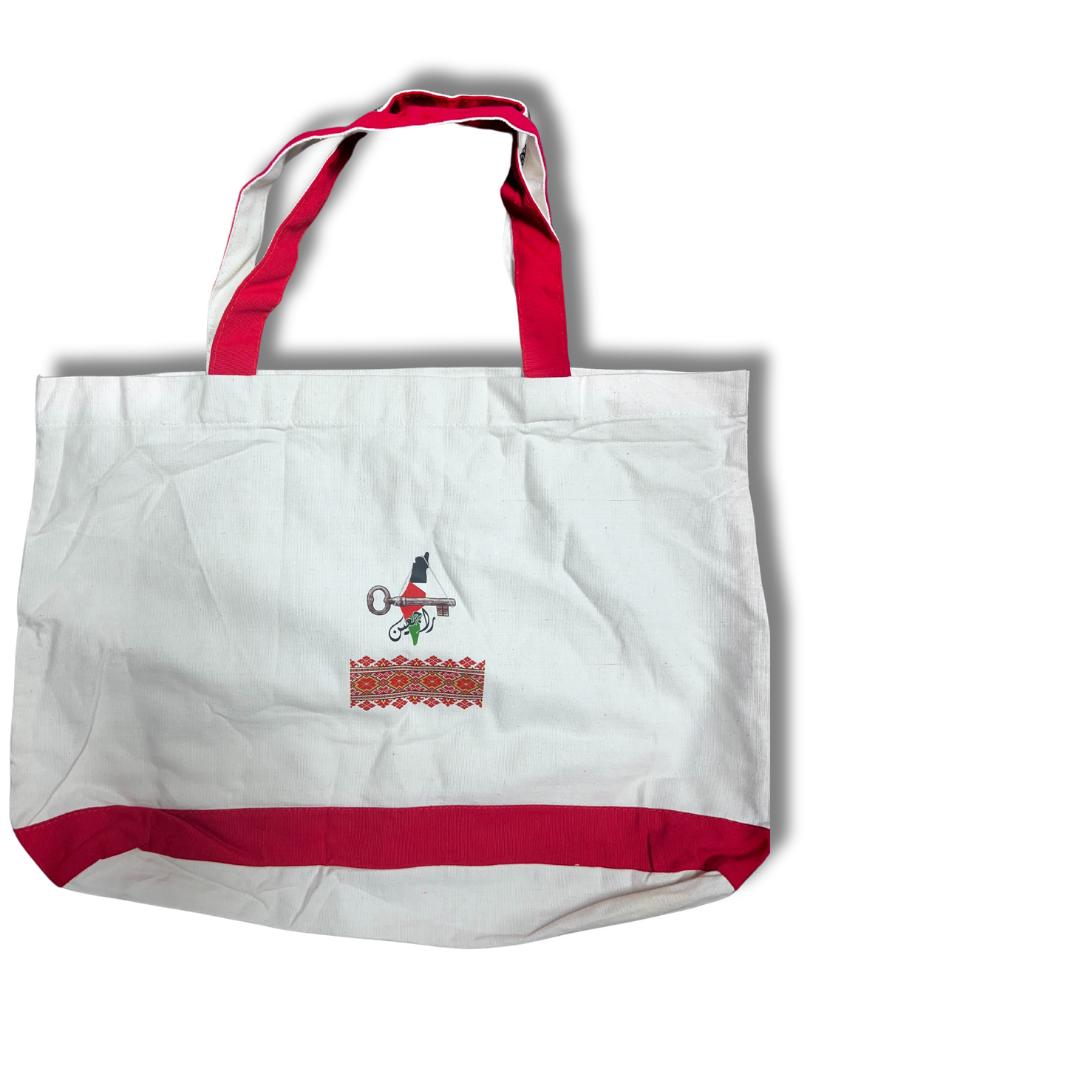 Handmade Red Tote Bag with Unique Palestine Designs – Stylish Cultural Statement