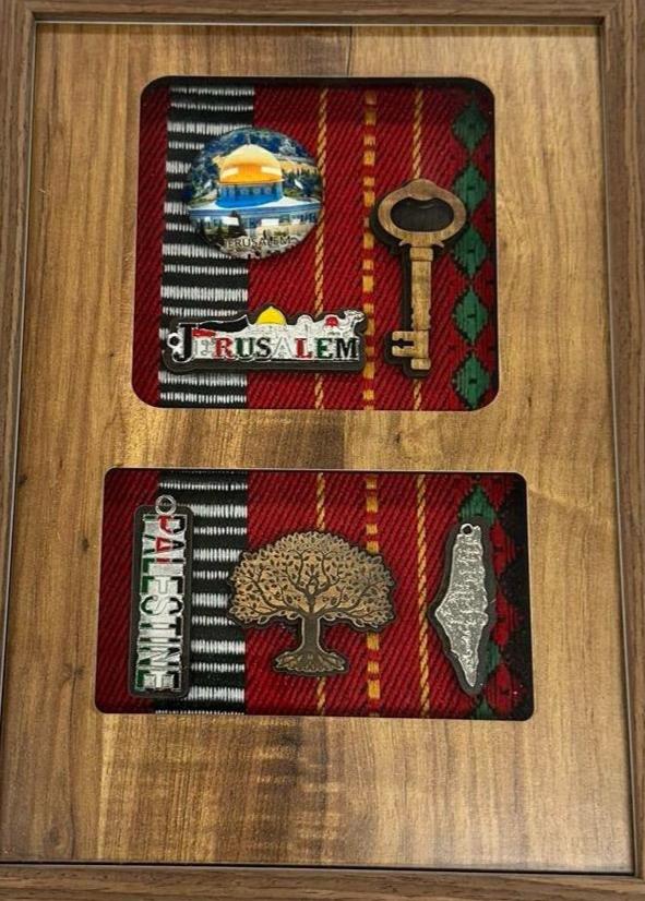 Exquisite Wooden Framed Palestine Accessories: Celebrate Heritage with Stitched Embroidery from Ramallah