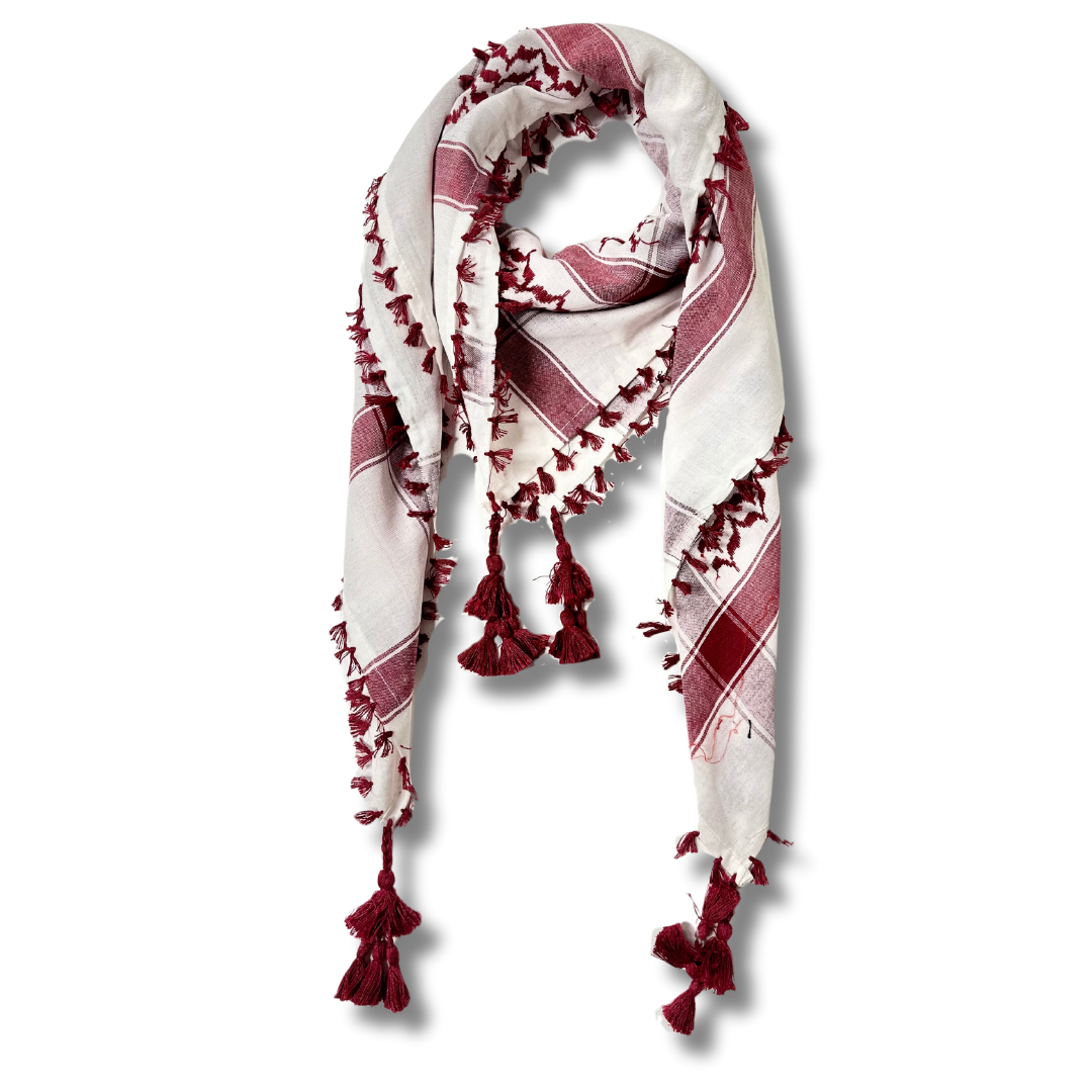 Maroon and white kuffiyeh