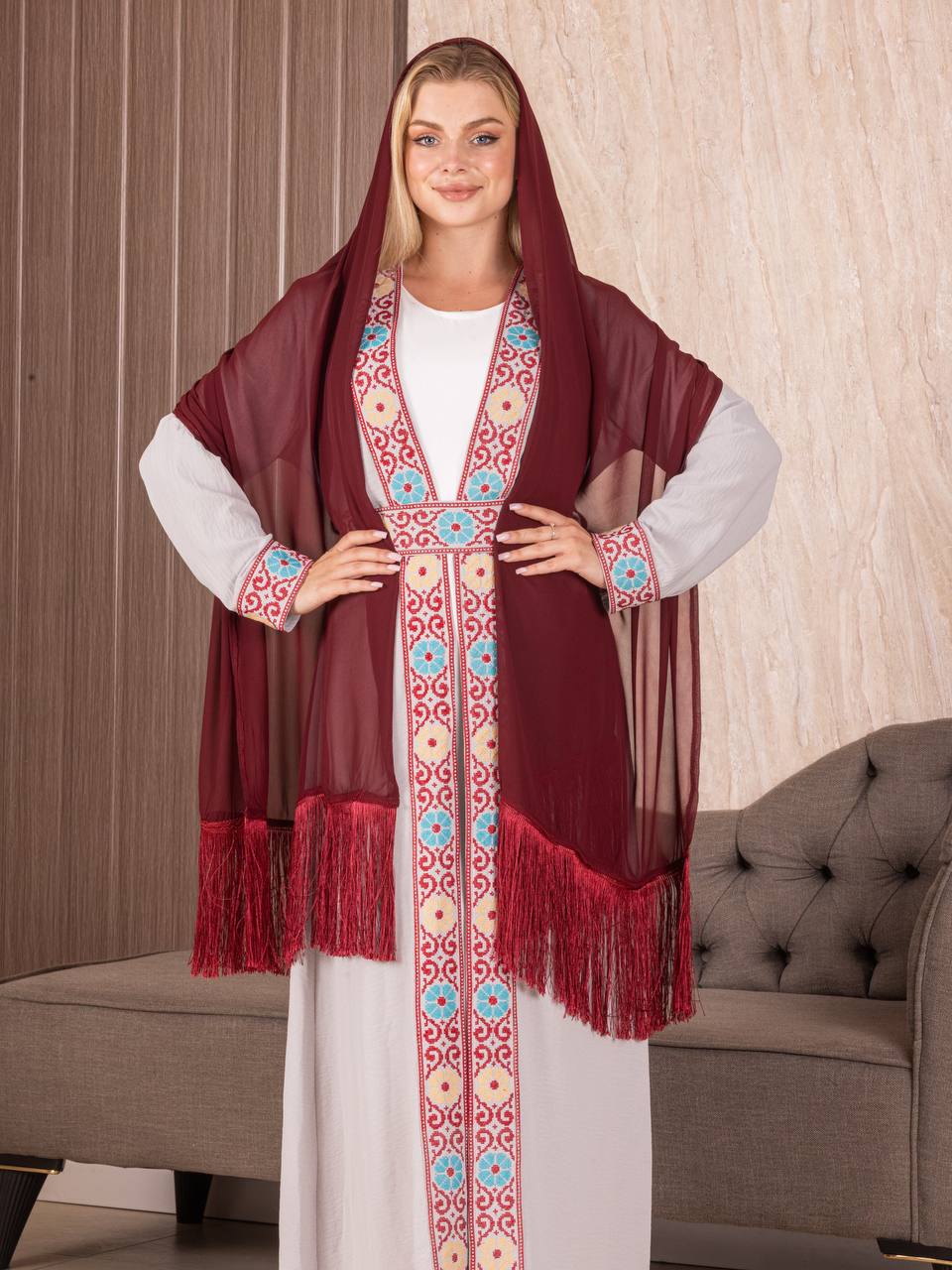 High-Quality Plain Khirka with Fringe (Hadab): Traditional Palestinian Clothing in Multiple Colors