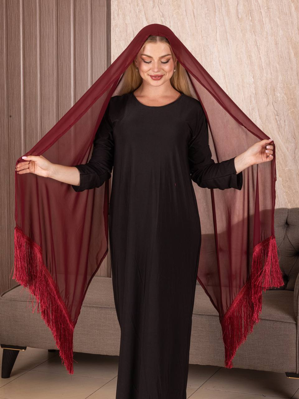 High-Quality Plain Khirka with Fringe (Hadab): Traditional Palestinian Clothing in Multiple Colors