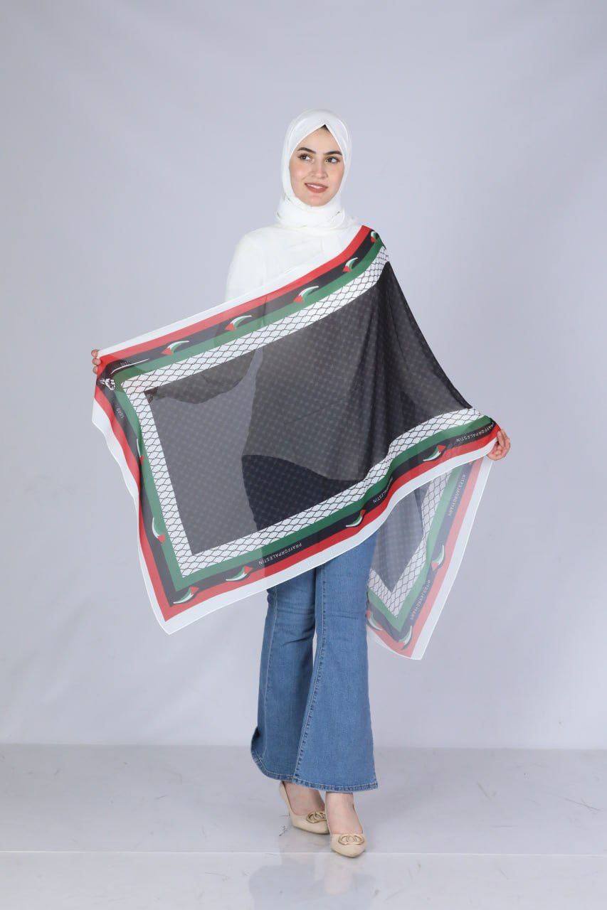 High-Quality Black, Green, White, and Red Hijab Design